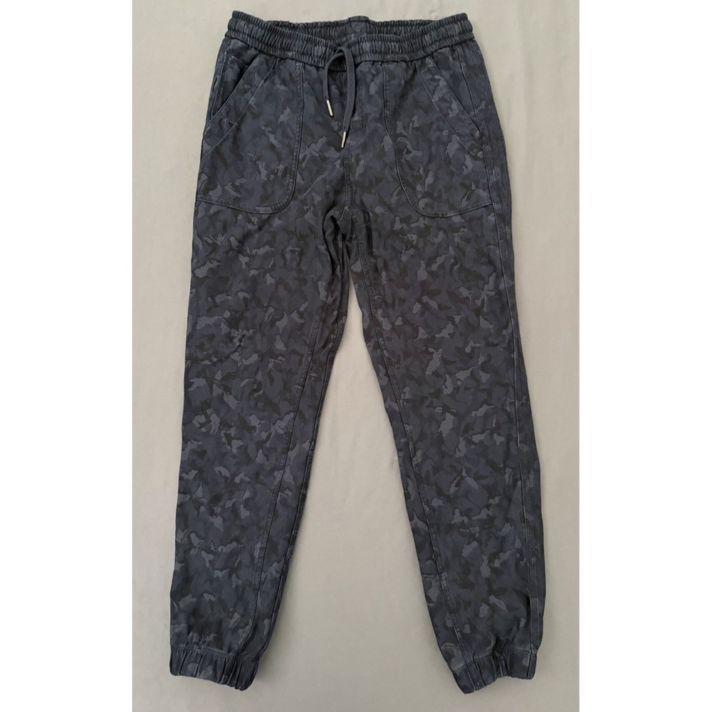 Athleta Farallon Jogger Pants Women Size 8 Camo Gray Drawstring Elastic Waist